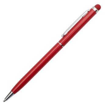 Aluminiowy długopis Touch Pen, ciemnoczerwony, z logo
