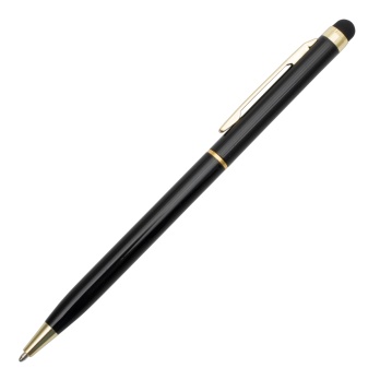Aluminiowy długopis touch pen, czarny ze złotem, twist
