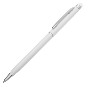 Biały długopis z aluminium, touch, mechanizm obrotowy