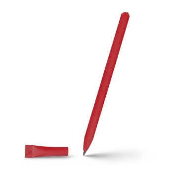 Czerwony eko długopis tekturowy Debra z logo