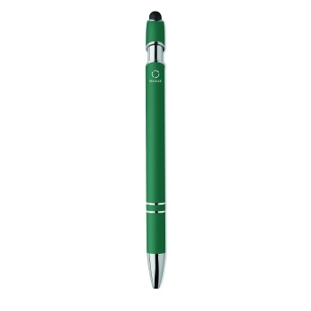 Długopis stylus Siparo zielony aluminiowy z logo