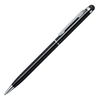 Długopis Touch Tip, czarny, aluminium + stylus logo