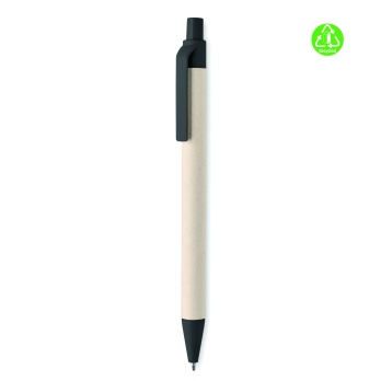Eco długopis kartonowy Mito Pen, biały, czarny klips