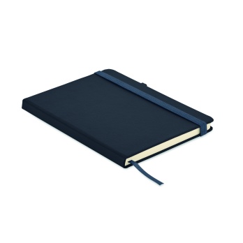 Granatowy notes A5 PU z recyklingu, uchwyt na długopis