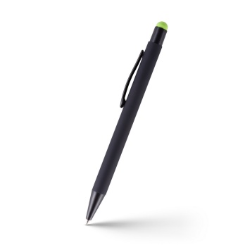 Keith – długopis aluminiowy, zielona gumka touch