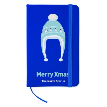 Notatnik A6 PU niebieski Merry Xmas, miejsce na logo