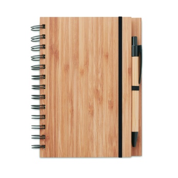 Bambusowy notes Bambloc + długopis, 140 gładkich stron