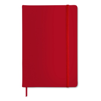 Notes książkowy A5 czerwony, PU, gumka, 192 str.