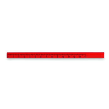 Ołówek stolarski czerwony z linijką 14 cm, nadruk logo