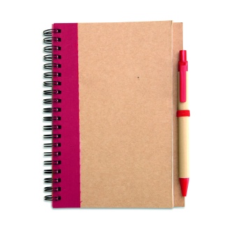 Papier z recyklingu – notes B6 + długopis, czerwony