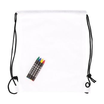 Plecak non woven z 4 kredkami Crayonme, biały