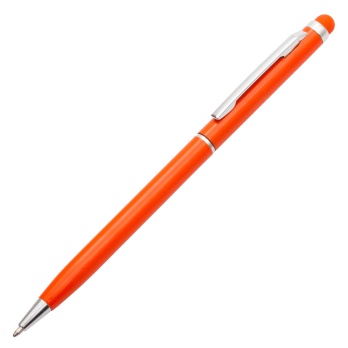 Pomarańczowy długopis aluminiowy Touch Tip z logo