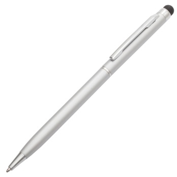 Srebrny długopis alu Touch Tip z gumką stylus