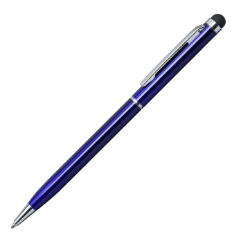 Touch pen aluminium niebieski z gumką do ekranu
