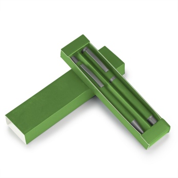 Zielony aluminiowy zestaw: długopis i pióro z logo
