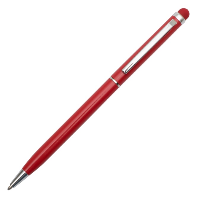 Aluminiowy długopis Touch Pen, ciemnoczerwony, z logo