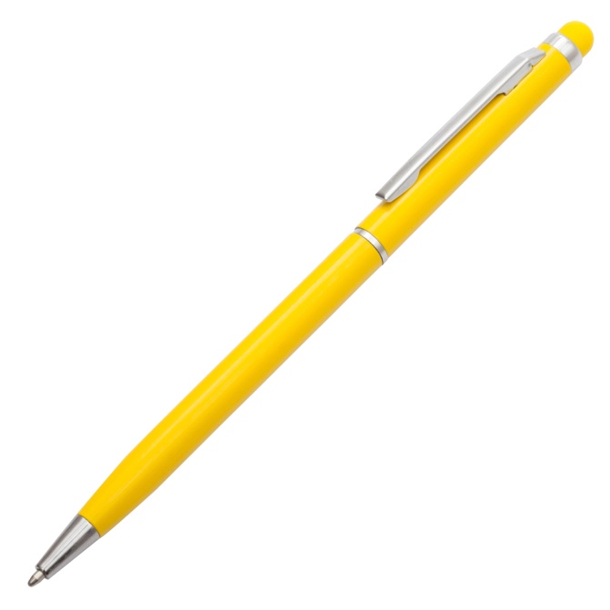 Aluminiowy długopis touch pen żółty, obrotowy pod logo