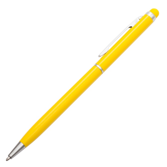Aluminiowy długopis touch pen żółty, obrotowy pod logo