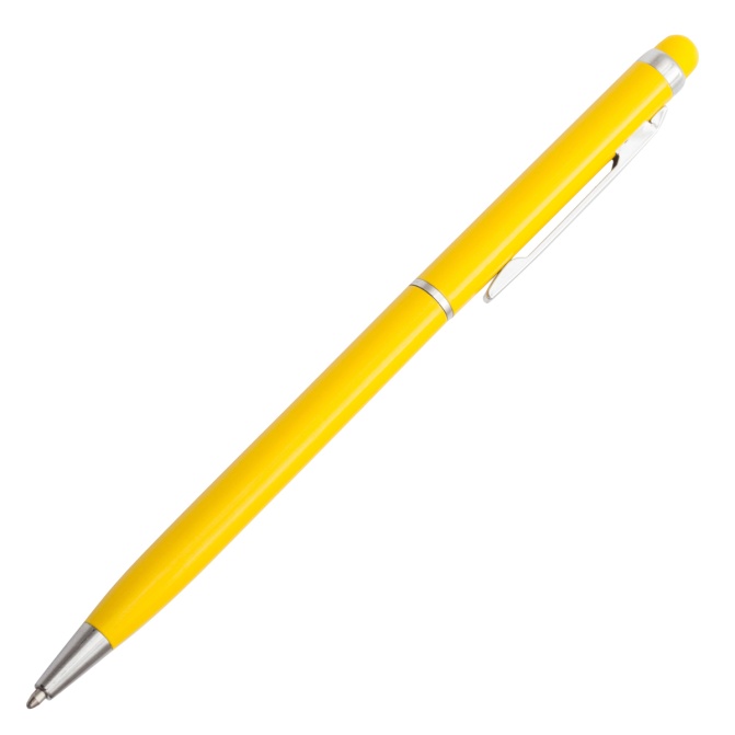 Aluminiowy długopis touch pen żółty, obrotowy pod logo
