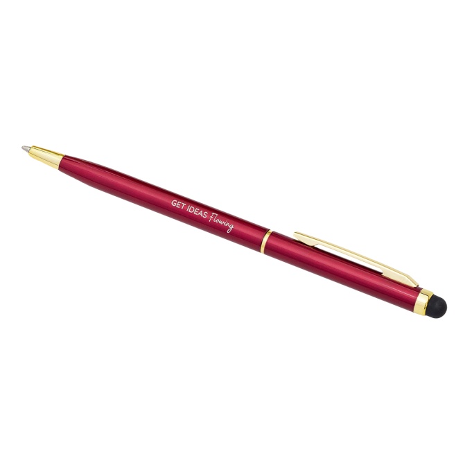 Aluminiowy długopis Touch Tip Gold, bordowy + stylus