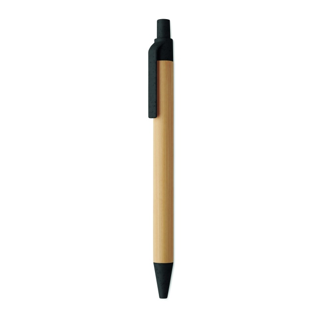 Bambusowy długopis Itea Colour, czarny z logo