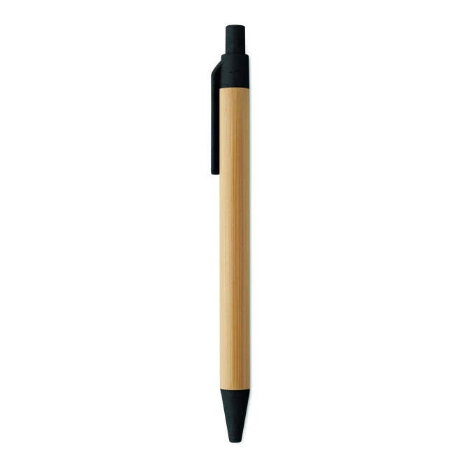 Bambusowy długopis Itea Colour, czarny z logo