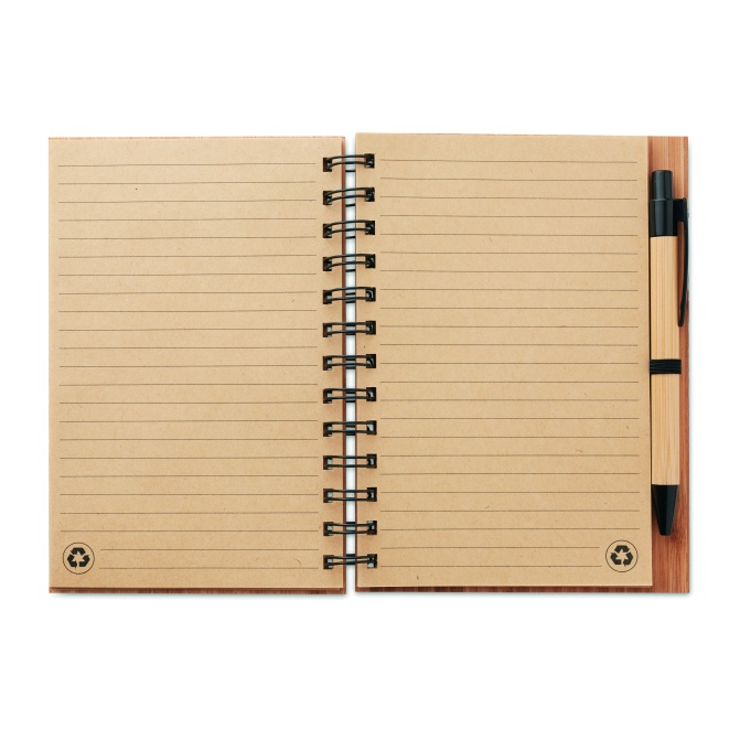 Bambusowy notes Bambloc + długopis, 140 gładkich stron