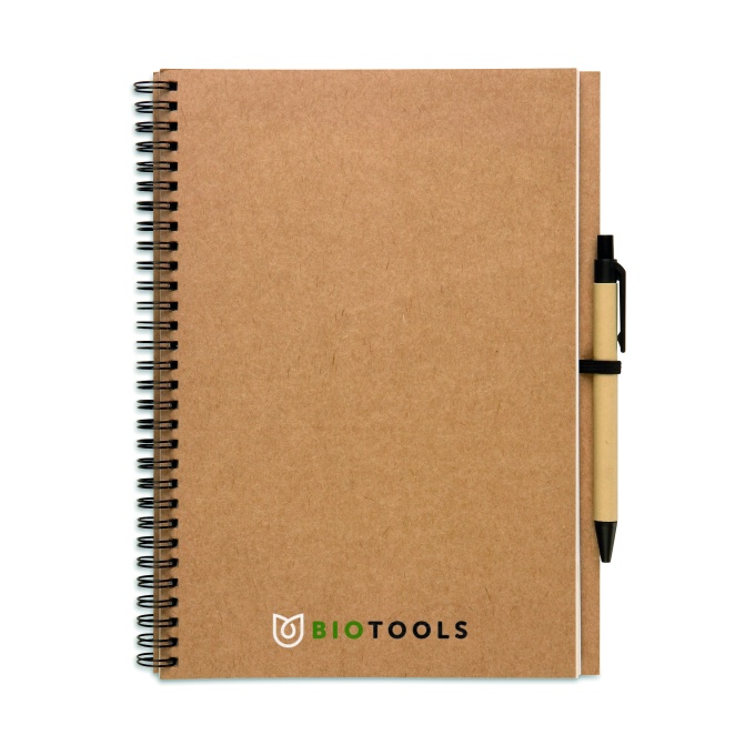 Beżowy notes Bloquero Plus + eko długopis, 140 stron
