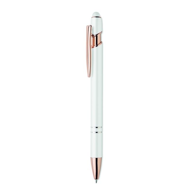 Biały długopis aluminiowy Scribble – detale rose gold