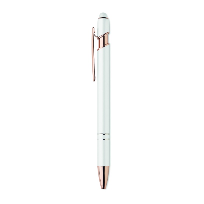 Biały długopis aluminiowy Scribble – detale rose gold