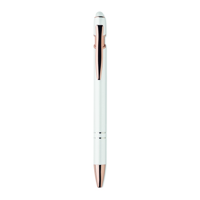 Biały długopis aluminiowy Scribble – detale rose gold