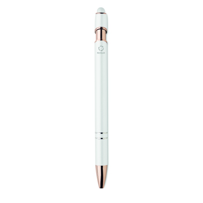 Biały długopis aluminiowy Scribble – detale rose gold