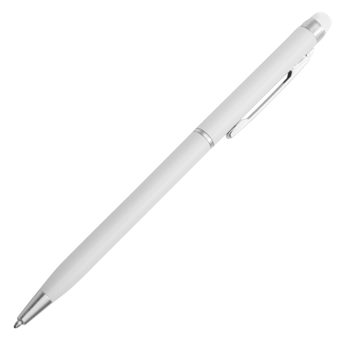 Biały długopis z aluminium, touch, mechanizm obrotowy