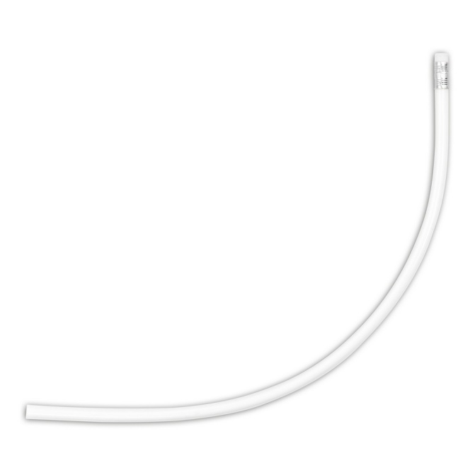 Biały giętki ołówek PVC z logo – tampondruk
