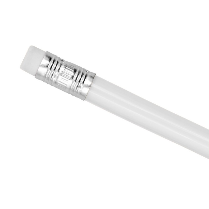 Biały giętki ołówek PVC z logo – tampondruk