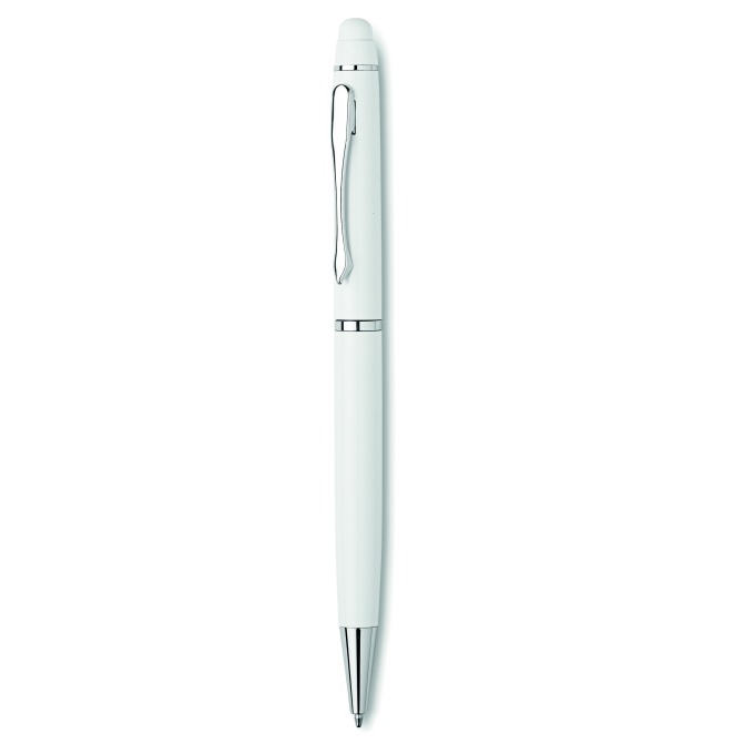 Biały stylus-długopis Eduar, aluminium pod logo