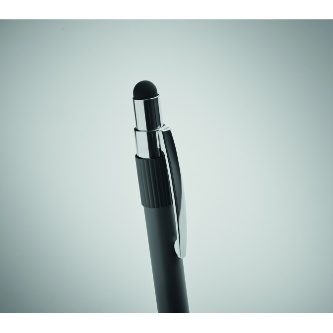 Czarny długopis touch z recyklingu, pod nadruk logo