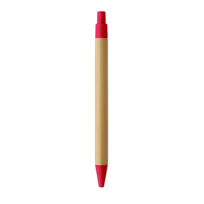 Czerwony długopis bambusowy FSC z opcją logo