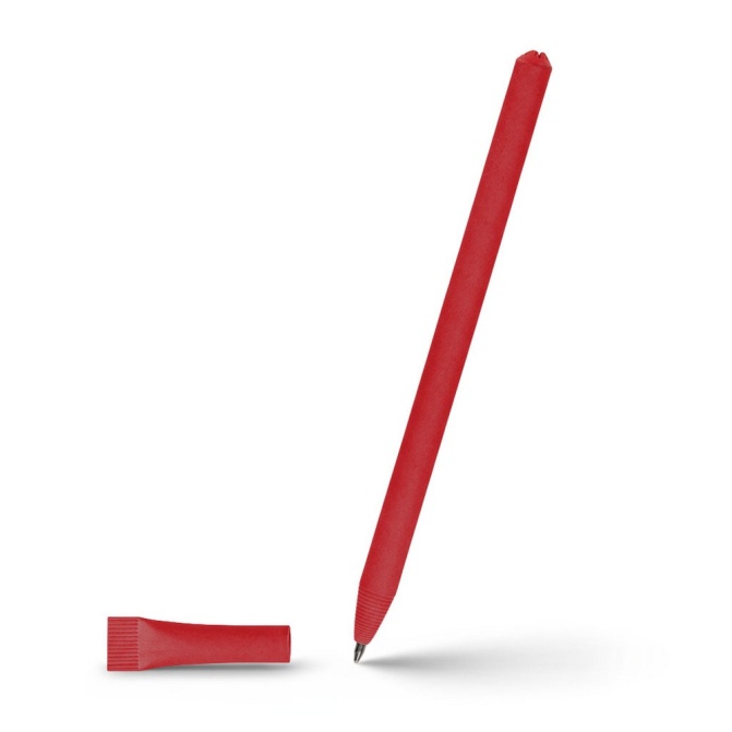 Czerwony eko długopis tekturowy Debra z logo