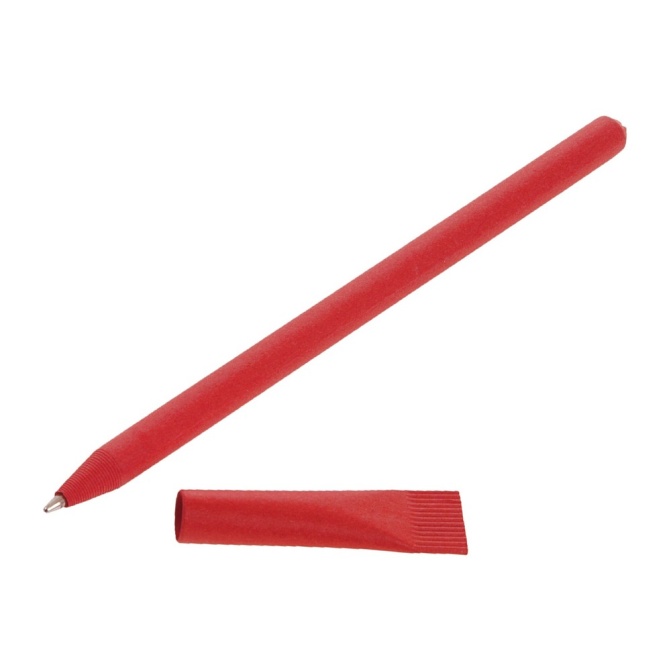 Czerwony eko długopis tekturowy Debra z logo
