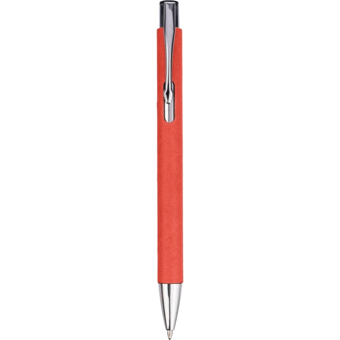 Długopis papierowy czerwony, metalowy klips