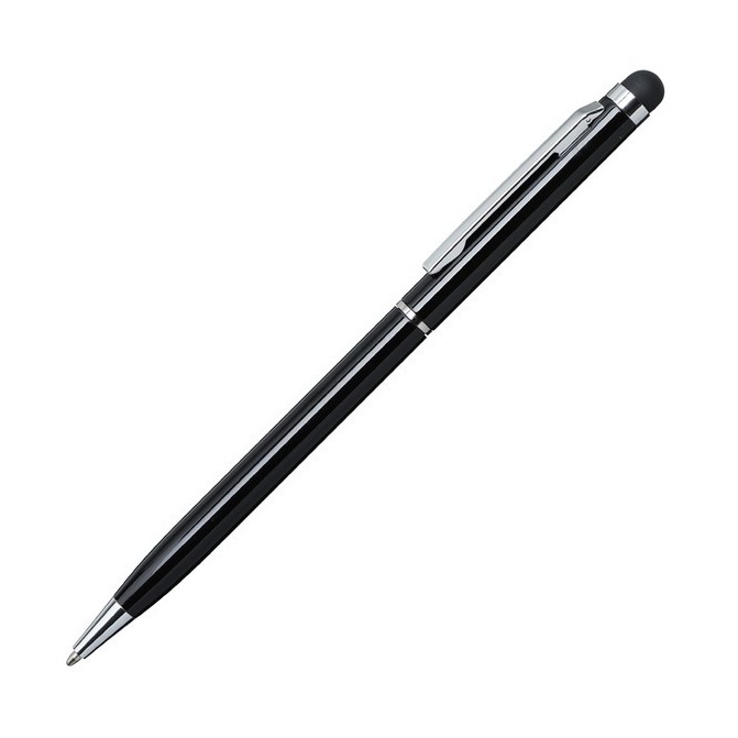 Długopis Touch Tip, czarny, aluminium + stylus logo