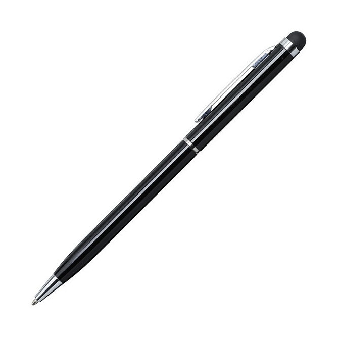 Długopis Touch Tip, czarny, aluminium + stylus logo