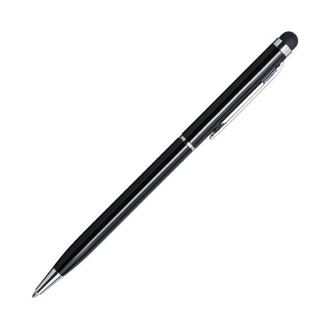 Długopis Touch Tip, czarny, aluminium + stylus logo