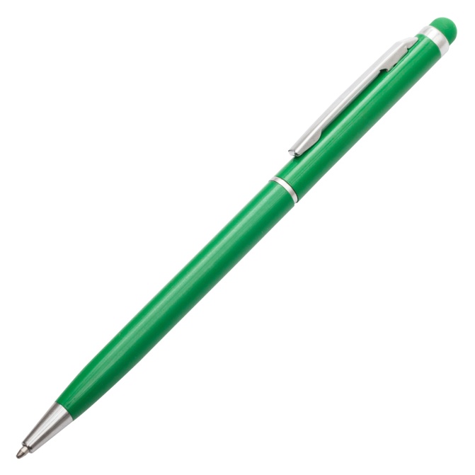 Długopis Touch Tip zielony aluminiowy z gumką stylus
