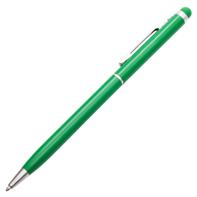 Długopis Touch Tip zielony aluminiowy z gumką stylus