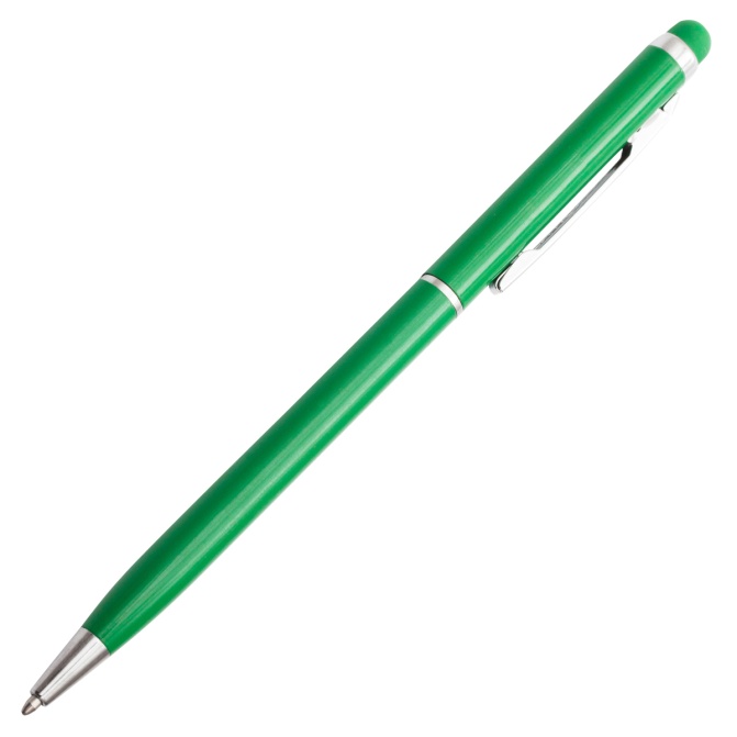 Długopis Touch Tip zielony aluminiowy z gumką stylus