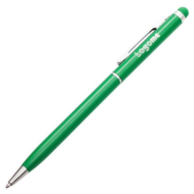 Długopis Touch Tip zielony aluminiowy z gumką stylus