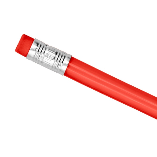 Giętki ołówek PVC czerwony z gumką pod nadruk logo