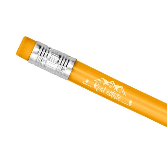 Giętki ołówek PVC, pomarańczowy, z nadrukiem logo